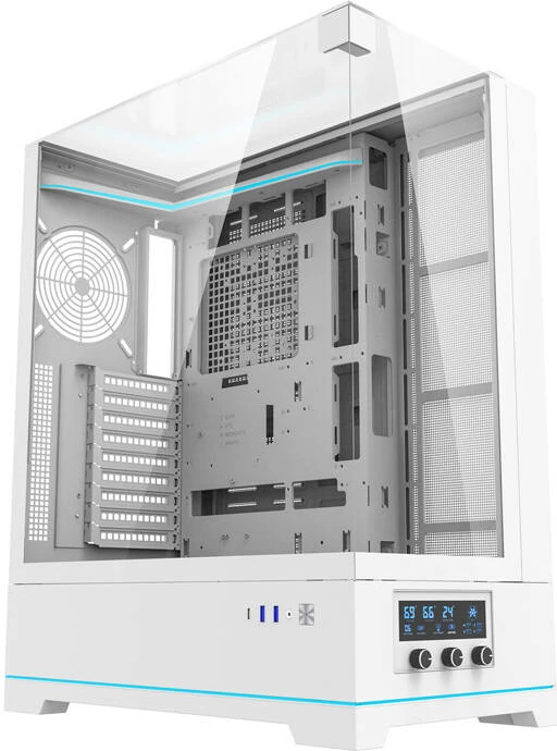 Kasë Darkflash DY450L, Big Tower, pa ventilatorë, e bardhë