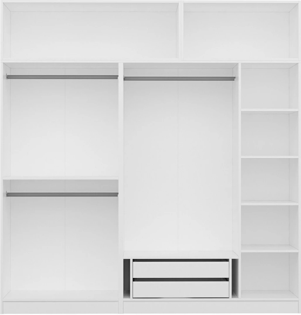 Dollap për dhomë gjumi, ngjyrë e bardhë, Skye Decor, 225x255x52 cm, 9 pjesë