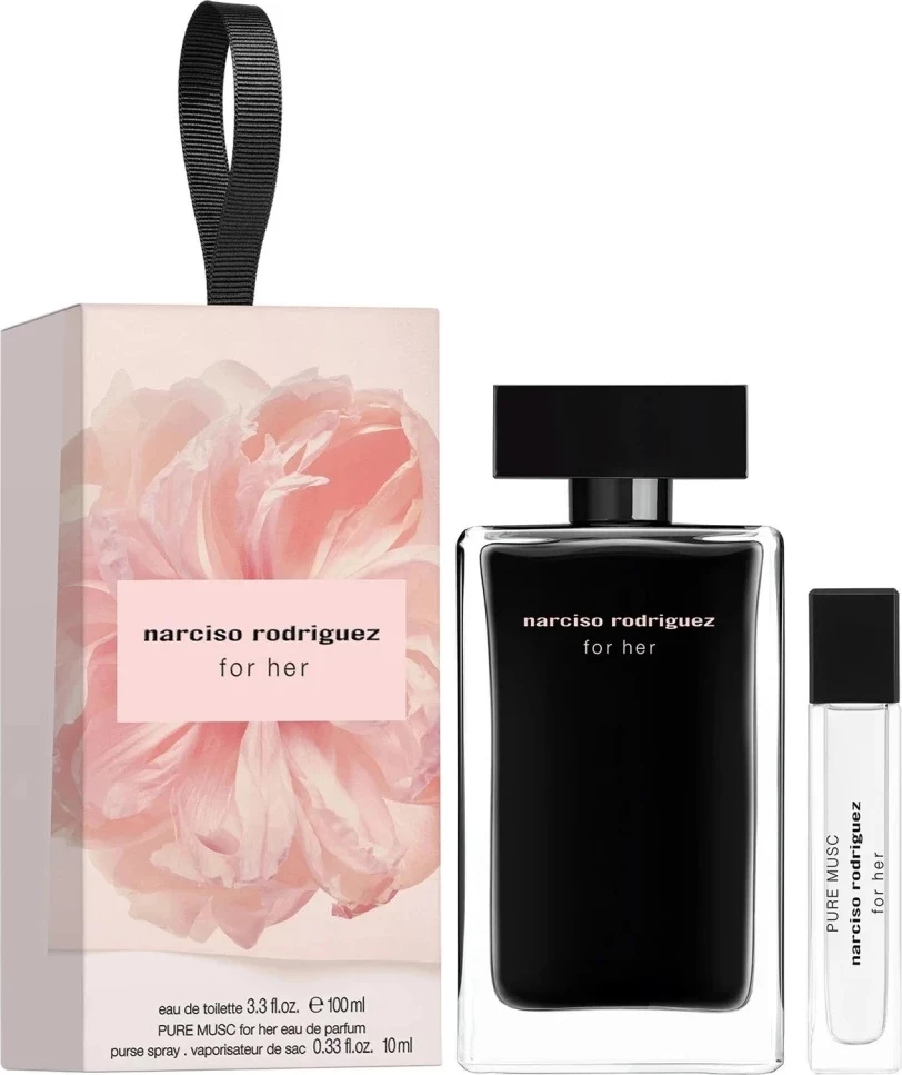 Set Eau de Toilette + Eau de Parfum për femra Narciso Rodriguez For Her + Pure Musk, 100ml + 10ml