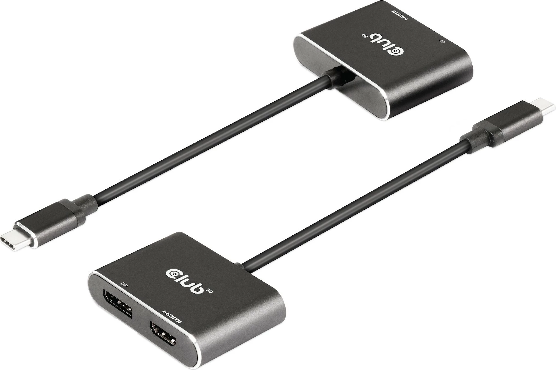 Adapter Club3D MST-Hub USB-C në DP/HDMI 4K60Hz, i zi