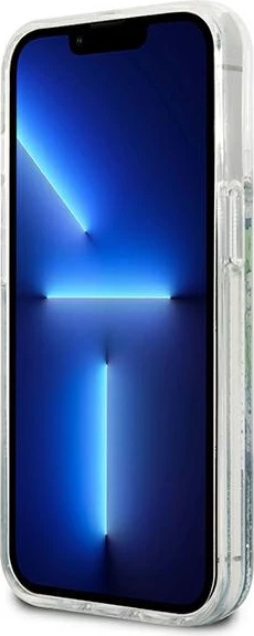 Mbështjellës Guess Flower Liquid Glitter për iPhone 13 Pro Max 6.7", Gjelbër