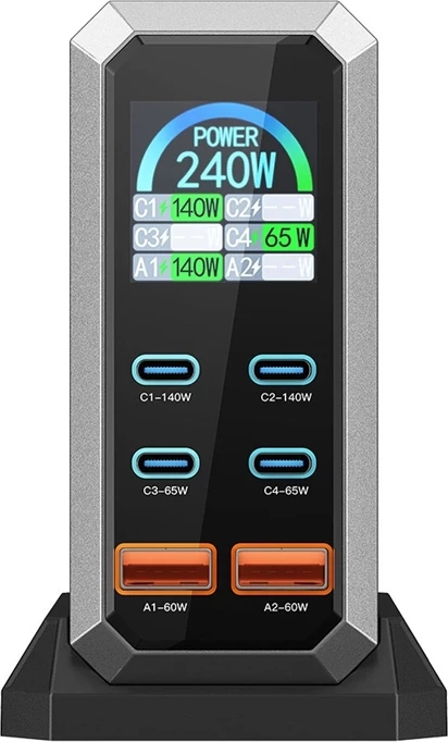 Karikues rrjeti BlitzWolf BW-S31, 6 porta (4x USB-C, 2x USB-A), PD 3.1/PPS, deri 240W, i zi