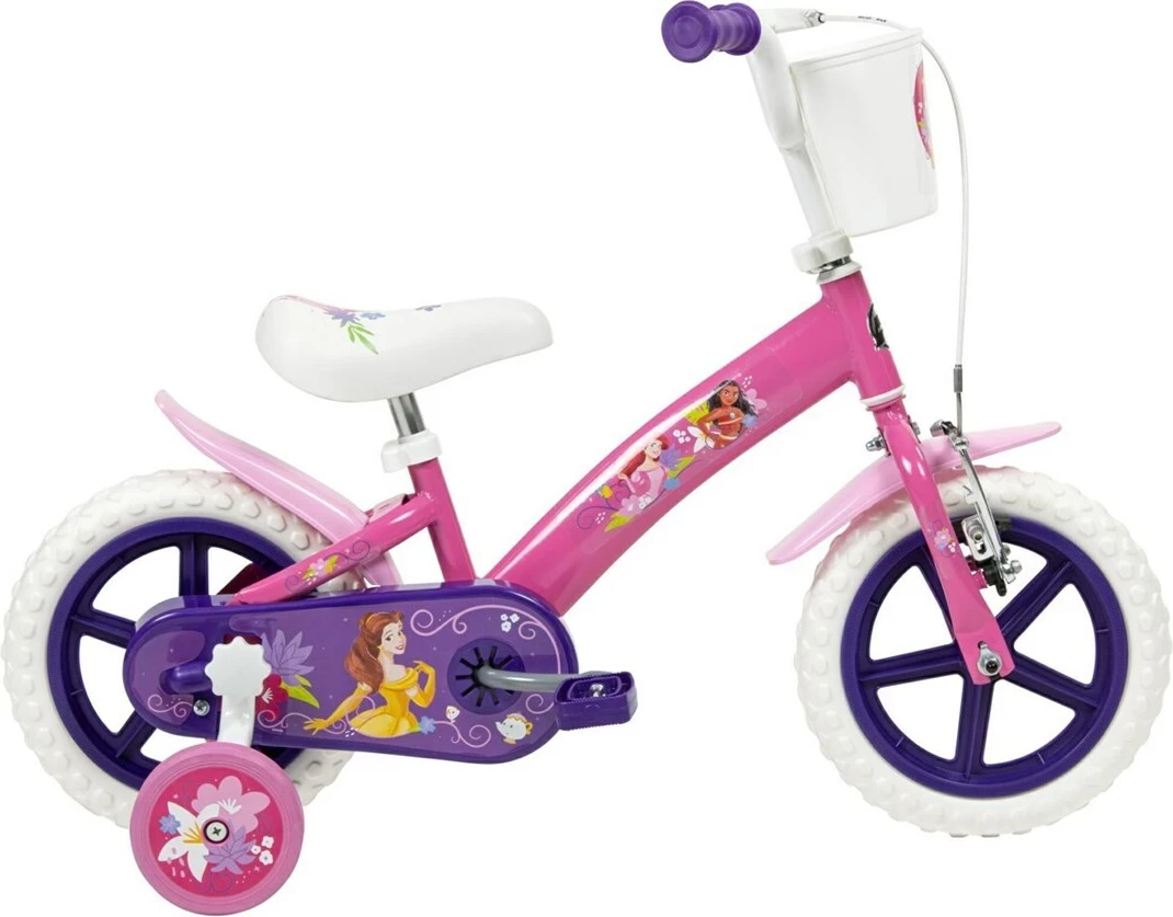 Biçikletë fëmijësh HUFFY Disney PRINCESS 12" 22414W, e purpurt, me 4 rrota
