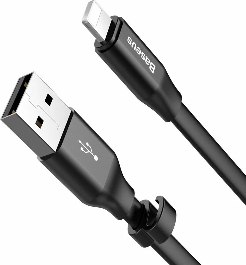 Kabllo USB-A në Lightning Baseus Nimble Flat 0.23 m, ngjyrë e zezë