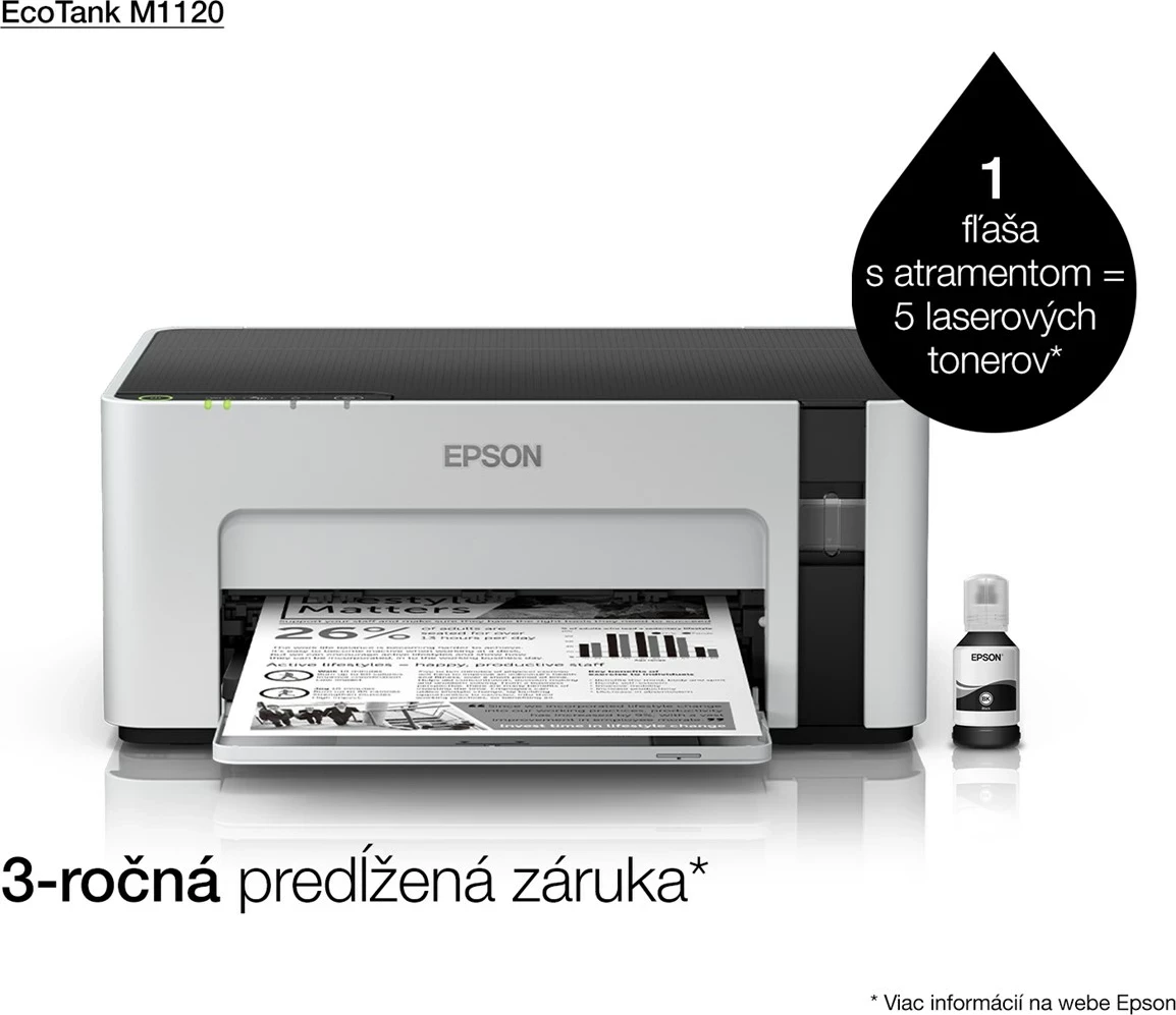 Printer Epson EcoTank M1120, Inkjet, A4, Wi-Fi, E zezë