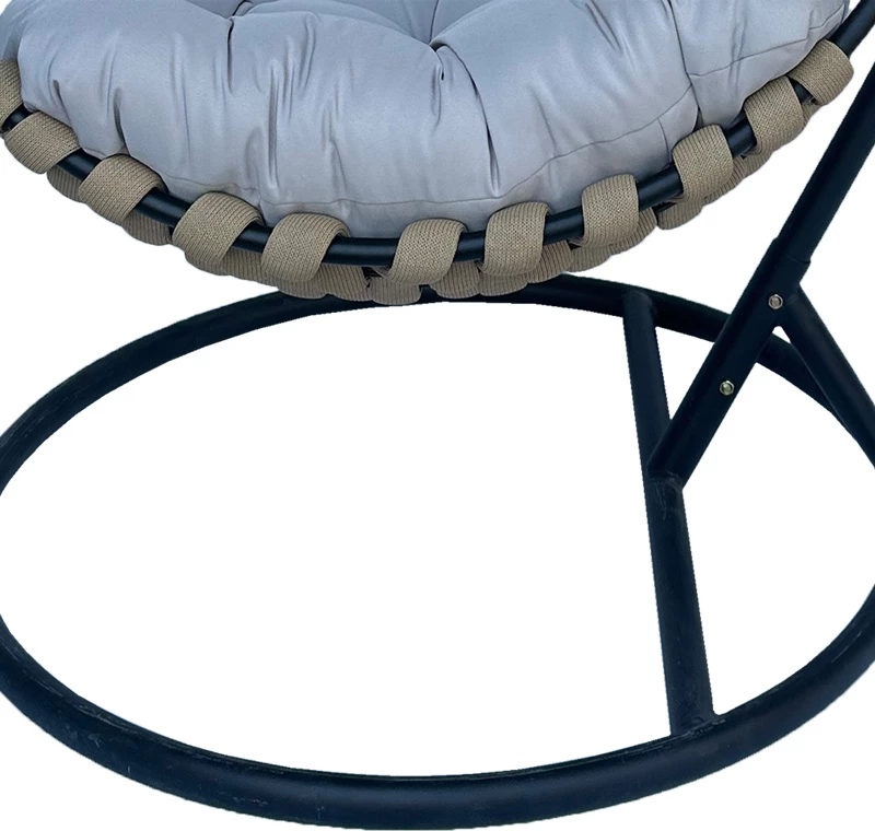 Folja swing nest me bazë metalike të zezë - pvc ngjyrë bezhë-gri 100x105x195cm