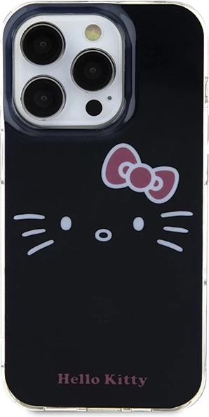Mbështjellës Hello Kitty IML Kitty Face për iPhone 14 Pro, i zi