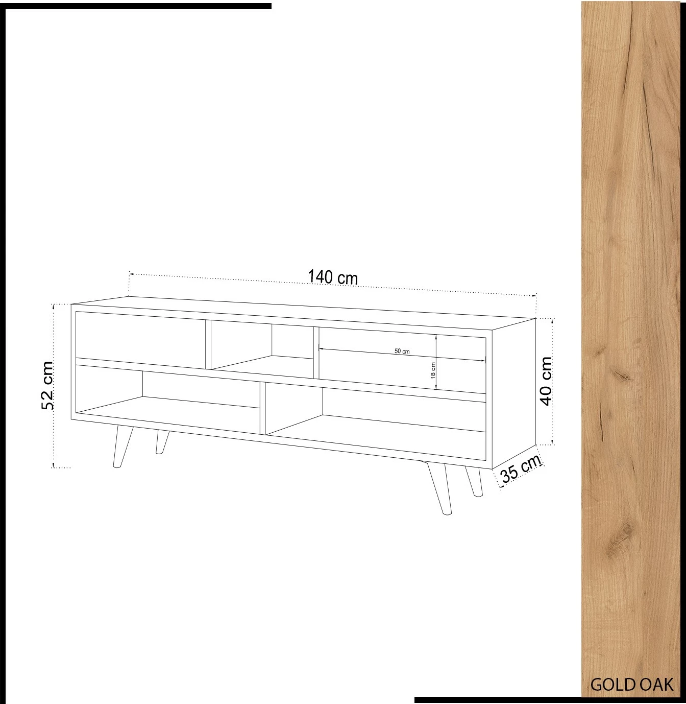 Komodë TV Hanah Home, Glasgow, ngjyrë lis dhe e bardhë