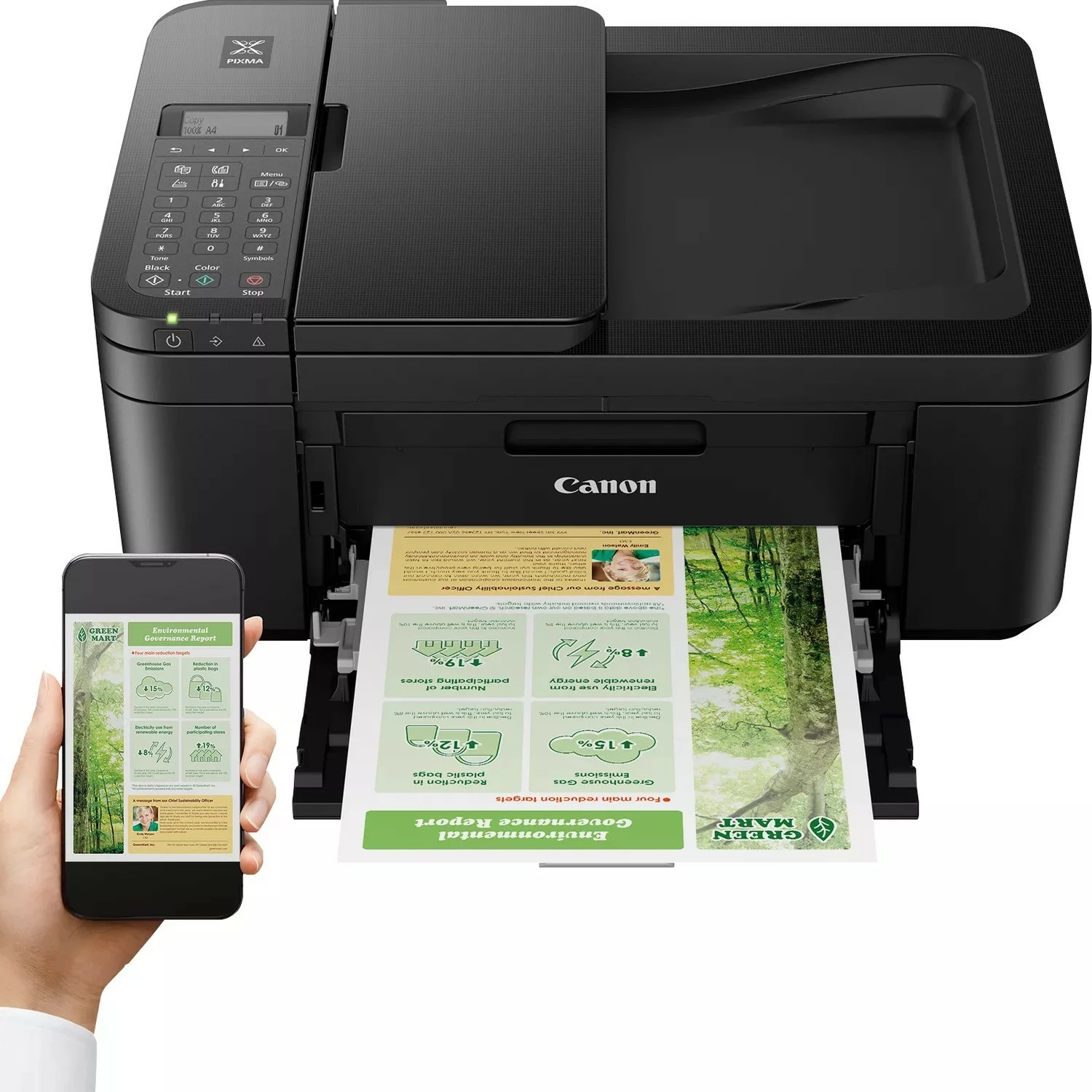 Printer multifunksional Canon PIXMA TR4750i, Inkjet, Printim me ngjyra, 4800 x 1200 DPI, A4, Printim direkt, E zezë