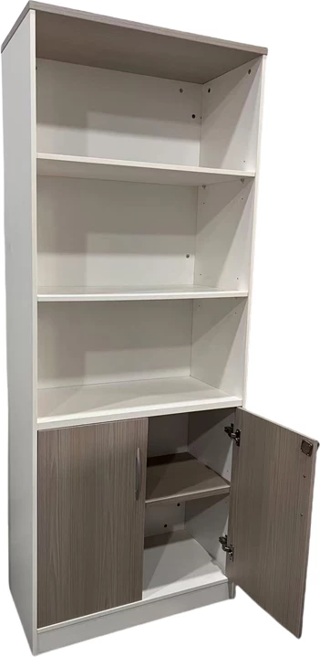 Raft librash për zyre Armadi, ngjyrë gri-bardhë, 80x40x200cm