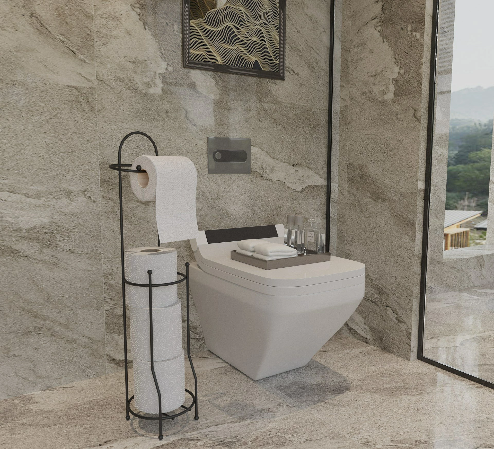 Mbajtës letre tualeti Hermia, i zi, SB161-B