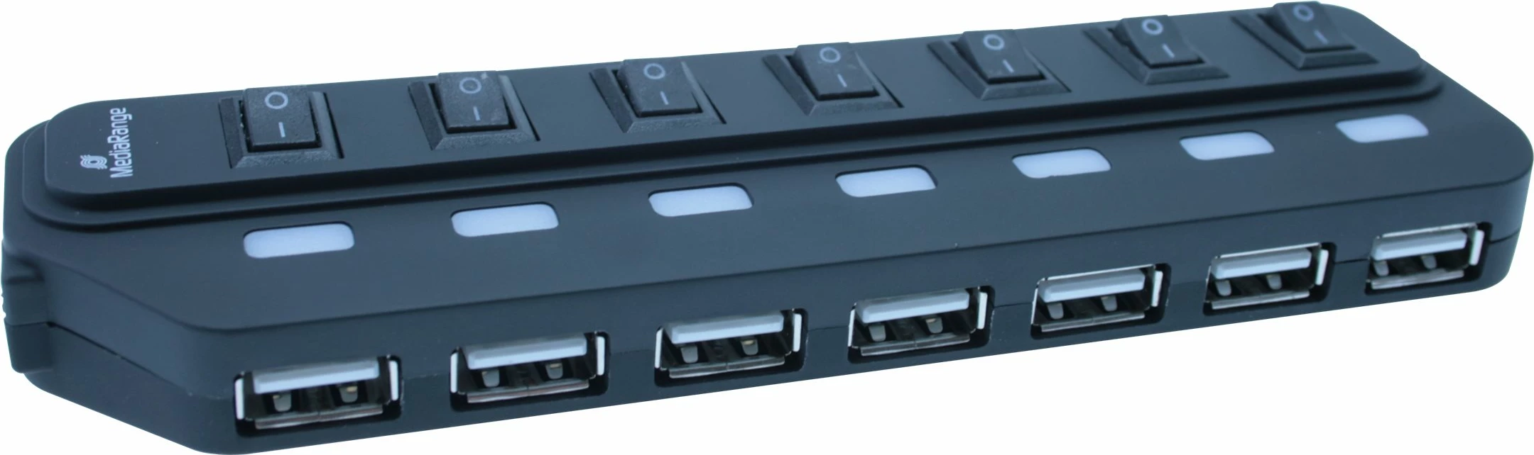 USB Hub MediaRange MRCS504, 7 porta USB 2.0, me çelësa, e zezë