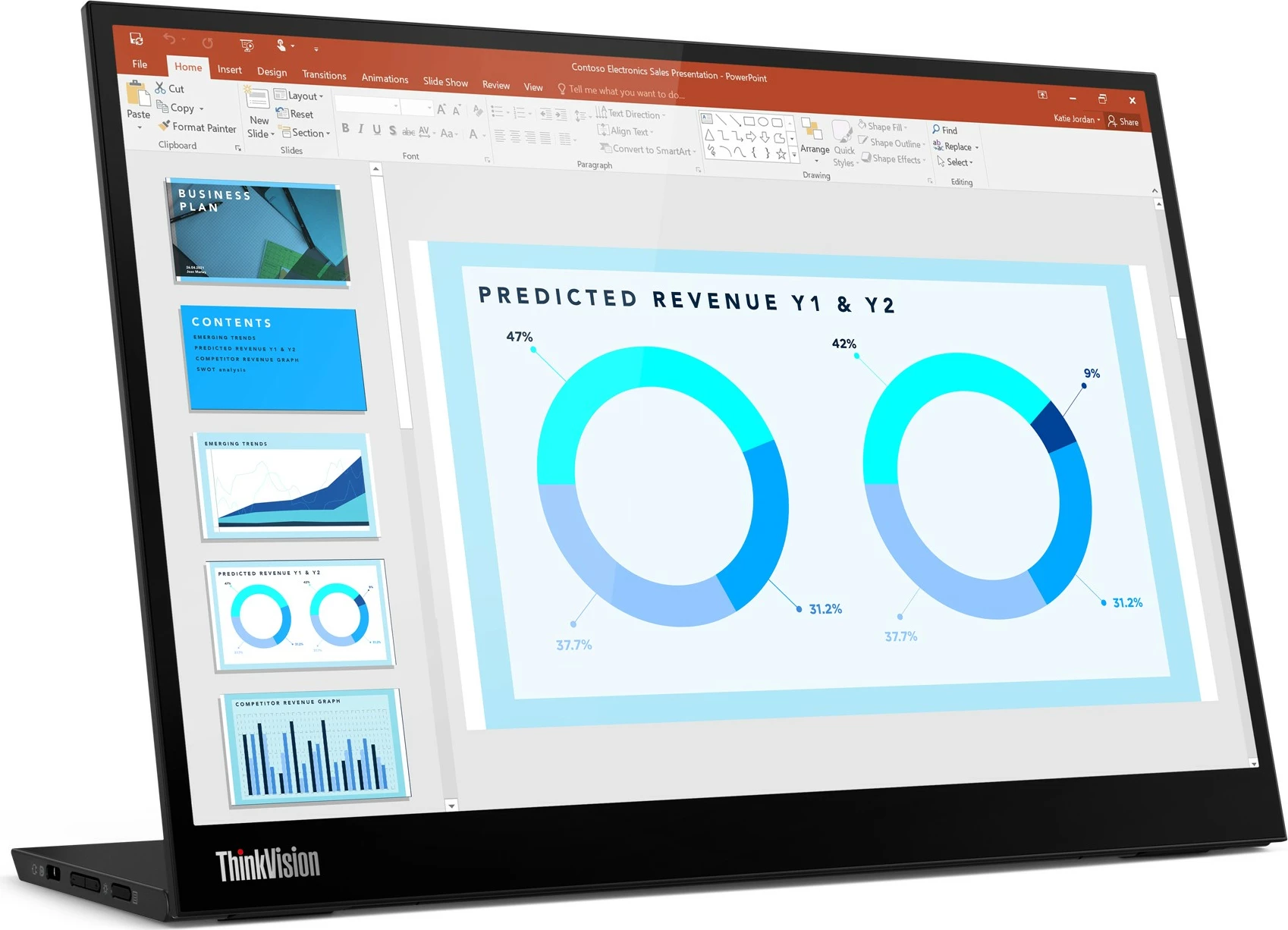 Monitor Lenovo ThinkVision M14d, 14", 2.2K, LED, e zezë