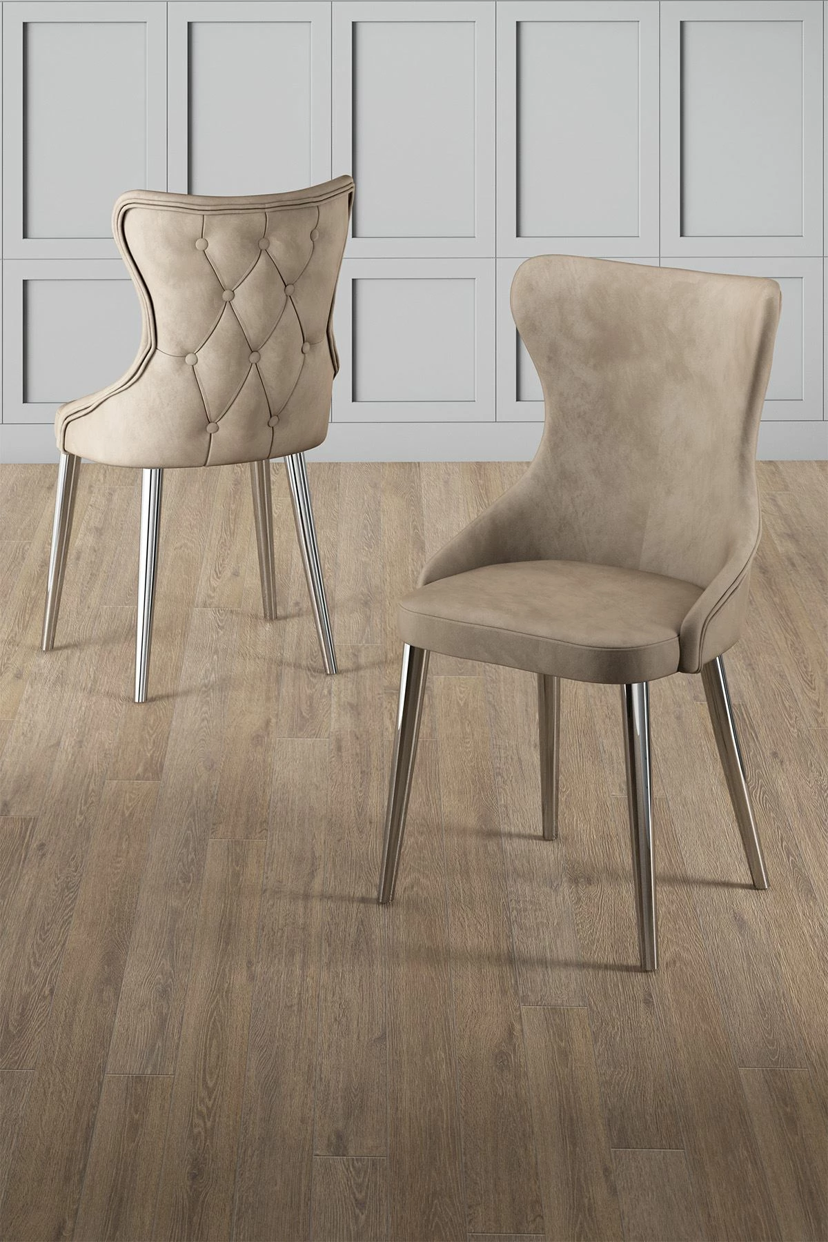 Set karrigesh (6 copë) Hanah Home, Alpa, kapuçino, krom