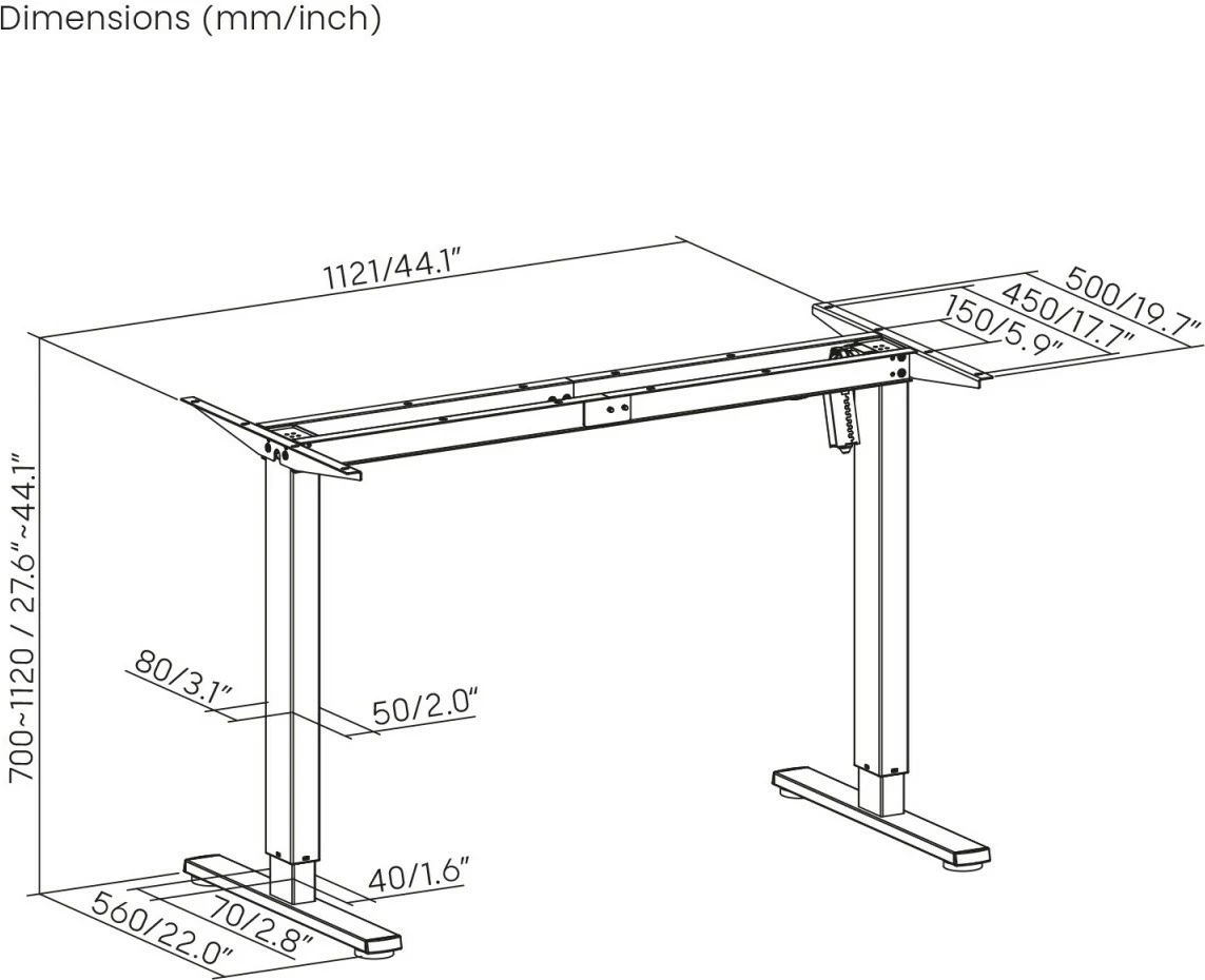 Tavolinë elektrike Ergo Office ER-400W, e bardhë
