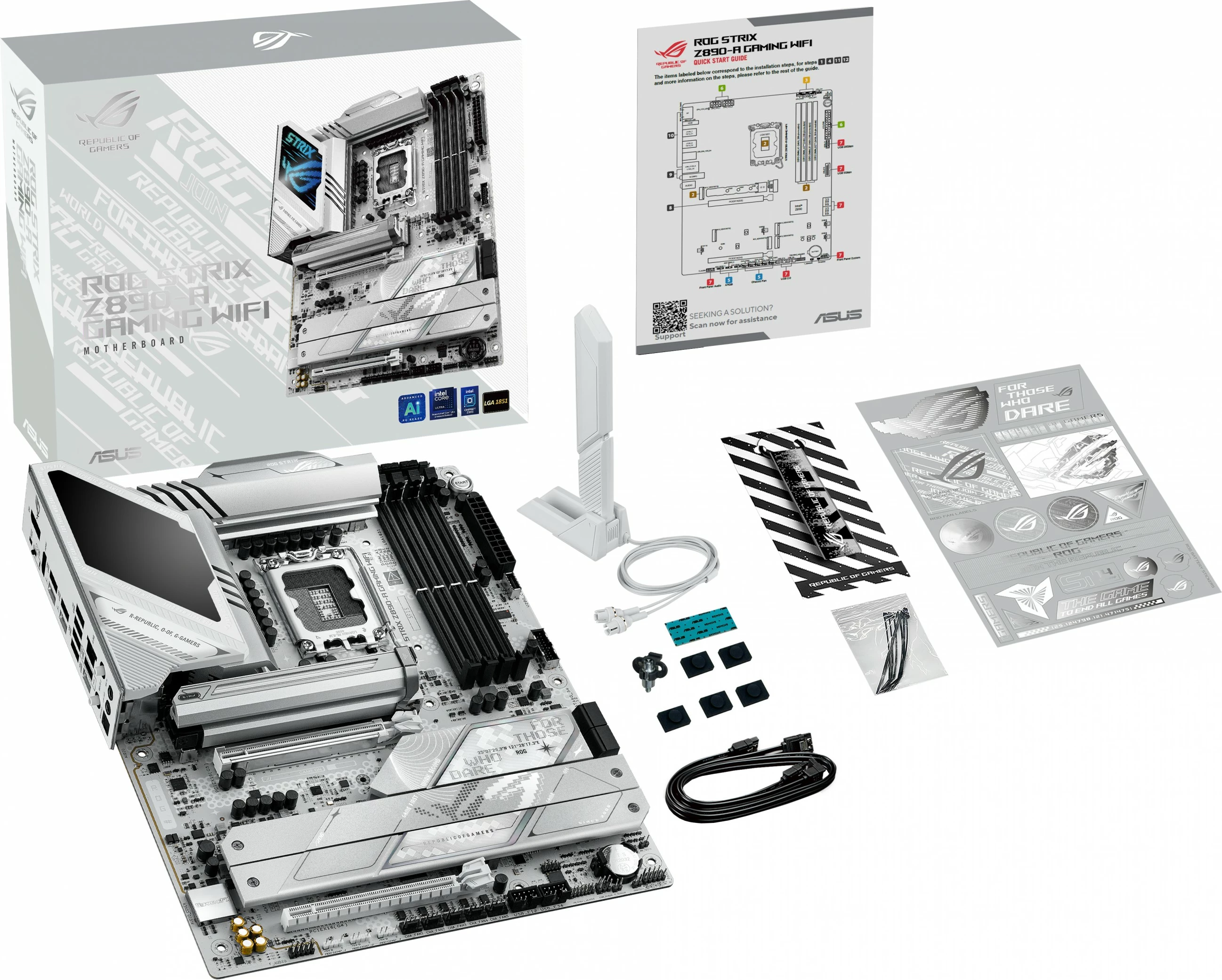 Pllakë amë ASUS ROG STRIX Z890-A GAMING WIFI, Intel, LGA 1851, DDR5, 192 GB, e bardhë