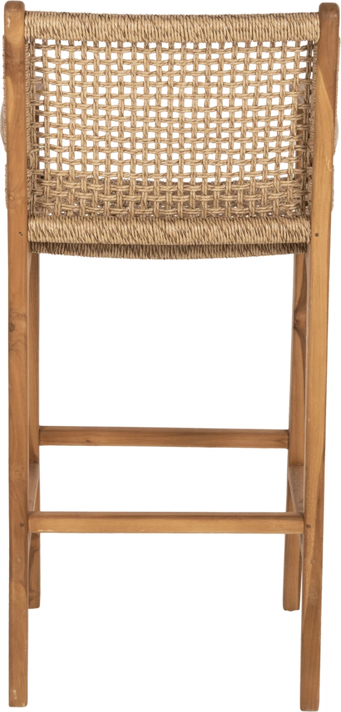Karrige për bar me krahë TEO FH9807 dru tik dhe litar ngjyrë natyrale 52x57x110Hcm