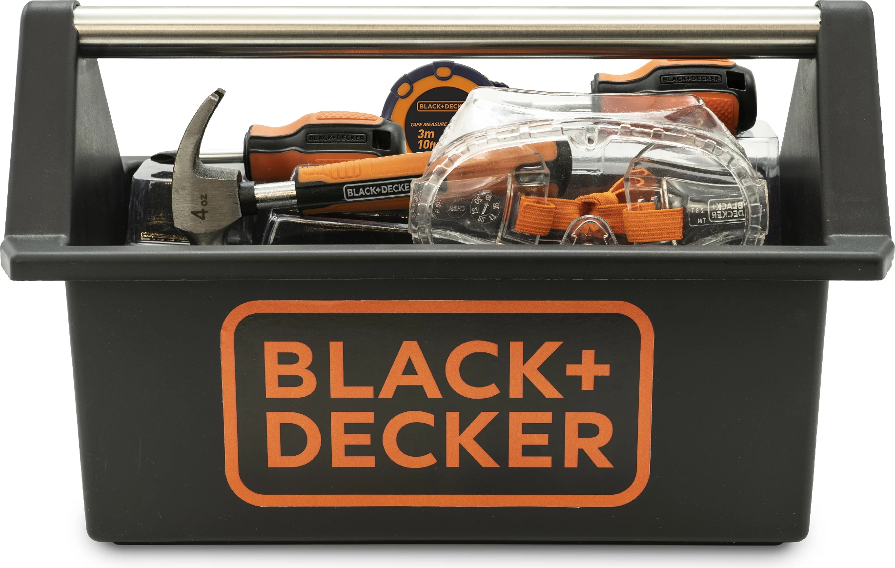 Set veglash për fëmijë Black&Decker U029-T05-BD, 5 copë, me kuti veglash, e zezë/portokalli