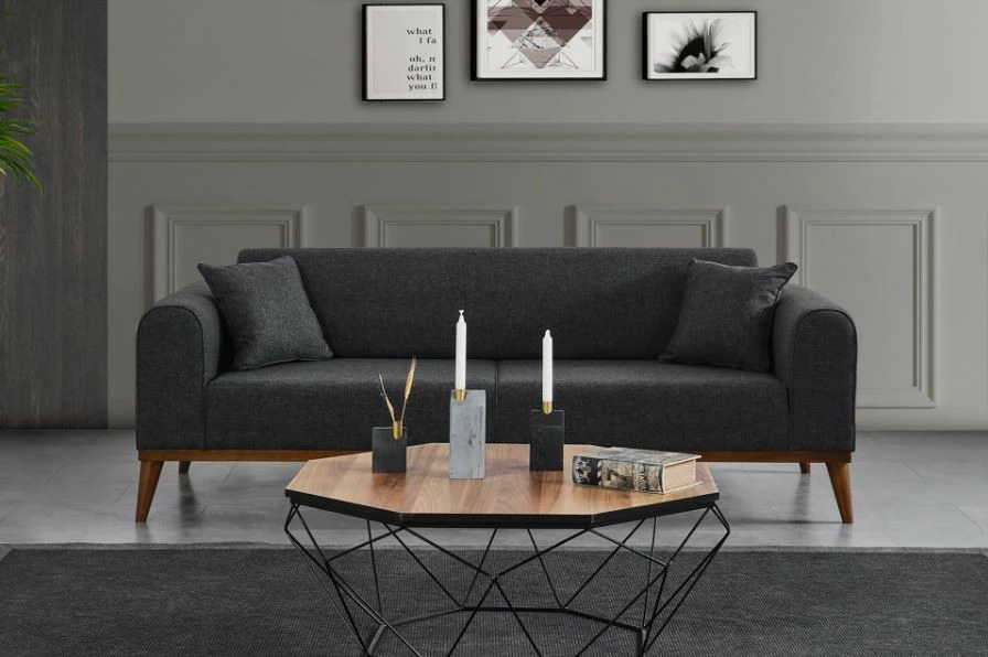 Divan-krevat treshe, ngjyrë antracit, Cofi 3 Seater