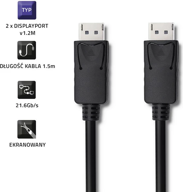 Kabllo DisplayPort Qoltec 50372, 1.5m, v1.2, e zezë
