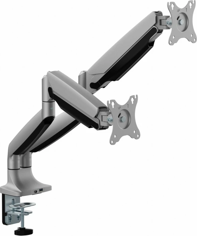 Mbajtëse tavoline me gaz për 2 monitorë ART RAMM L-36HD, 17-35", Metal, E zezë