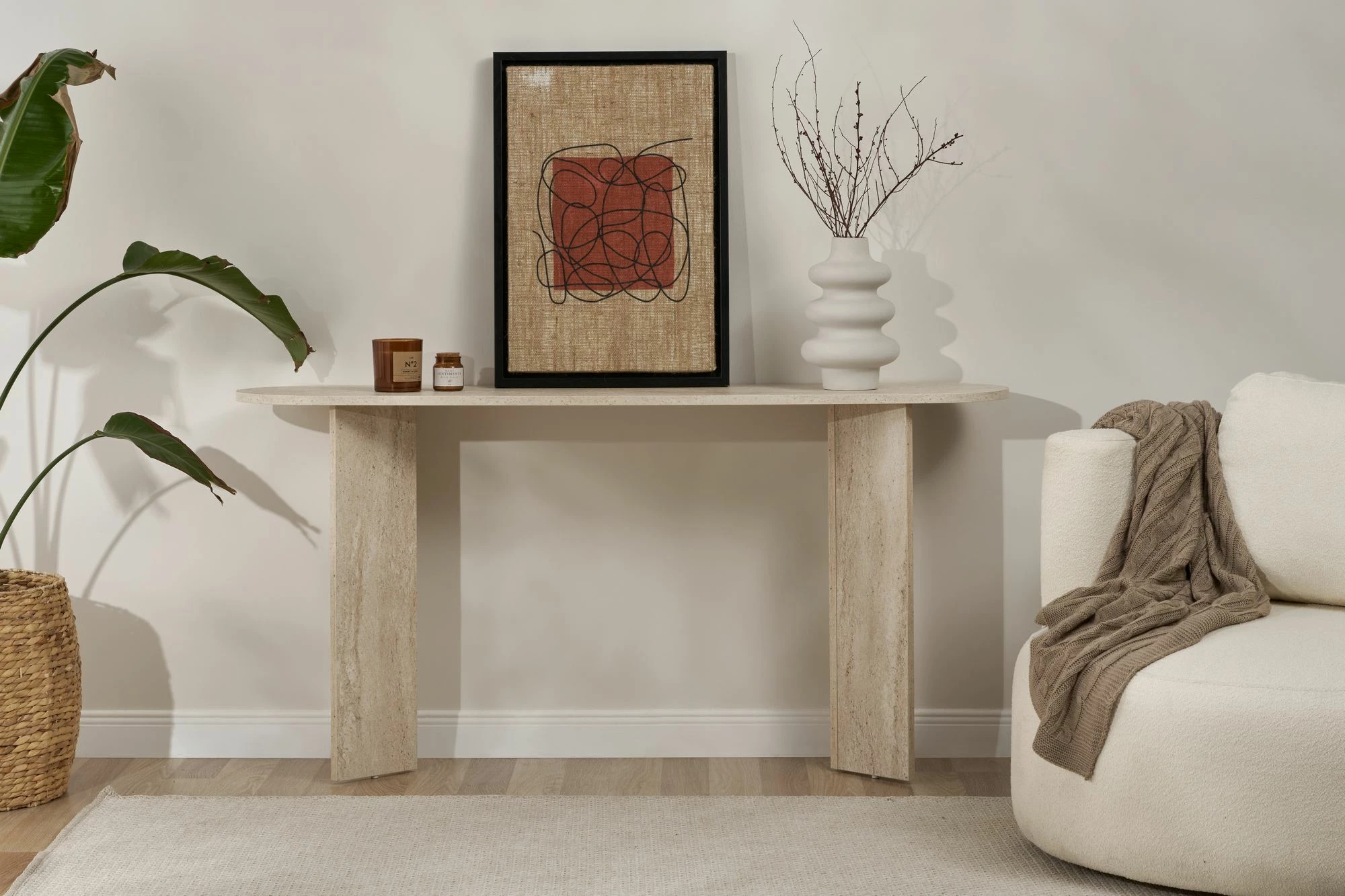 Komodë Nordure, ngjyrë travertine, Sira