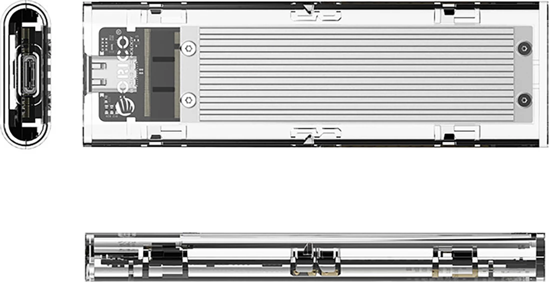 Kasë Orico TCM2-C3 për SSD M.2 NVME në USB-C 10Gb/s, Gri/Transparent