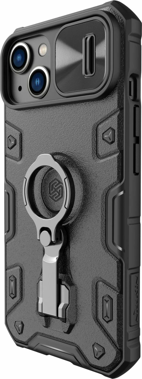 Mbështjellës Nillkin CamShield Armor Pro Magnetic për iPhone 14 Plus, me kapak kamere, unazë dhe MagSafe, i zi