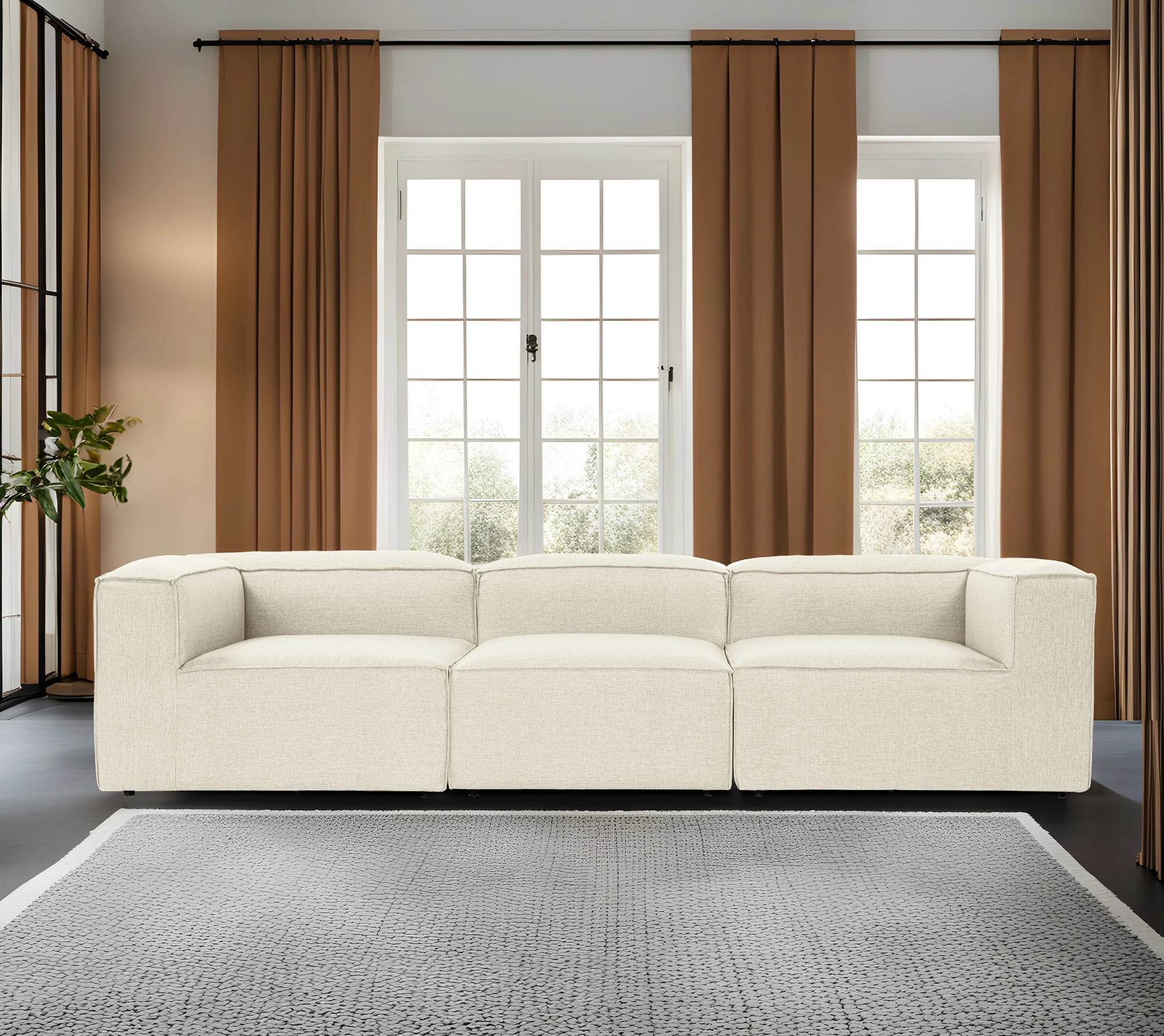 Divan treshe Atelier del Sofa, Fora 3, ngjyrë ecru