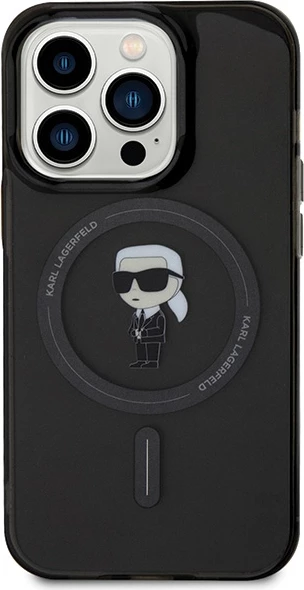 Mbështjellës Karl Lagerfeld IML Ikonik MagSafe për iPhone 14 Pro Max, i zi