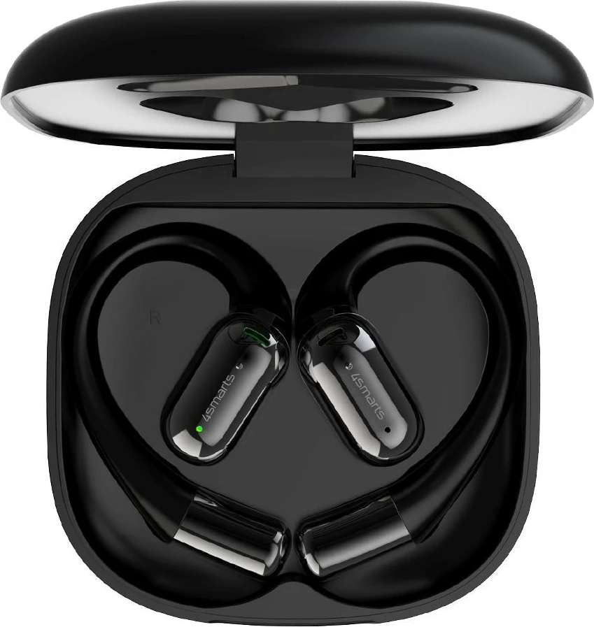 Kufje 4smarts SkyBuds AI Screen, Bluetooth, open-ear, 28h playback, e zezë