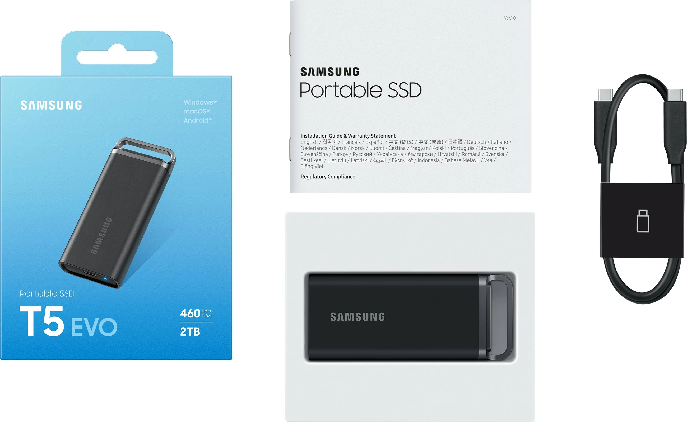 SSD Samsung MU-PH2T0S, 2 TB, 3.2 Gen 1, 460 MB/s, Zi
