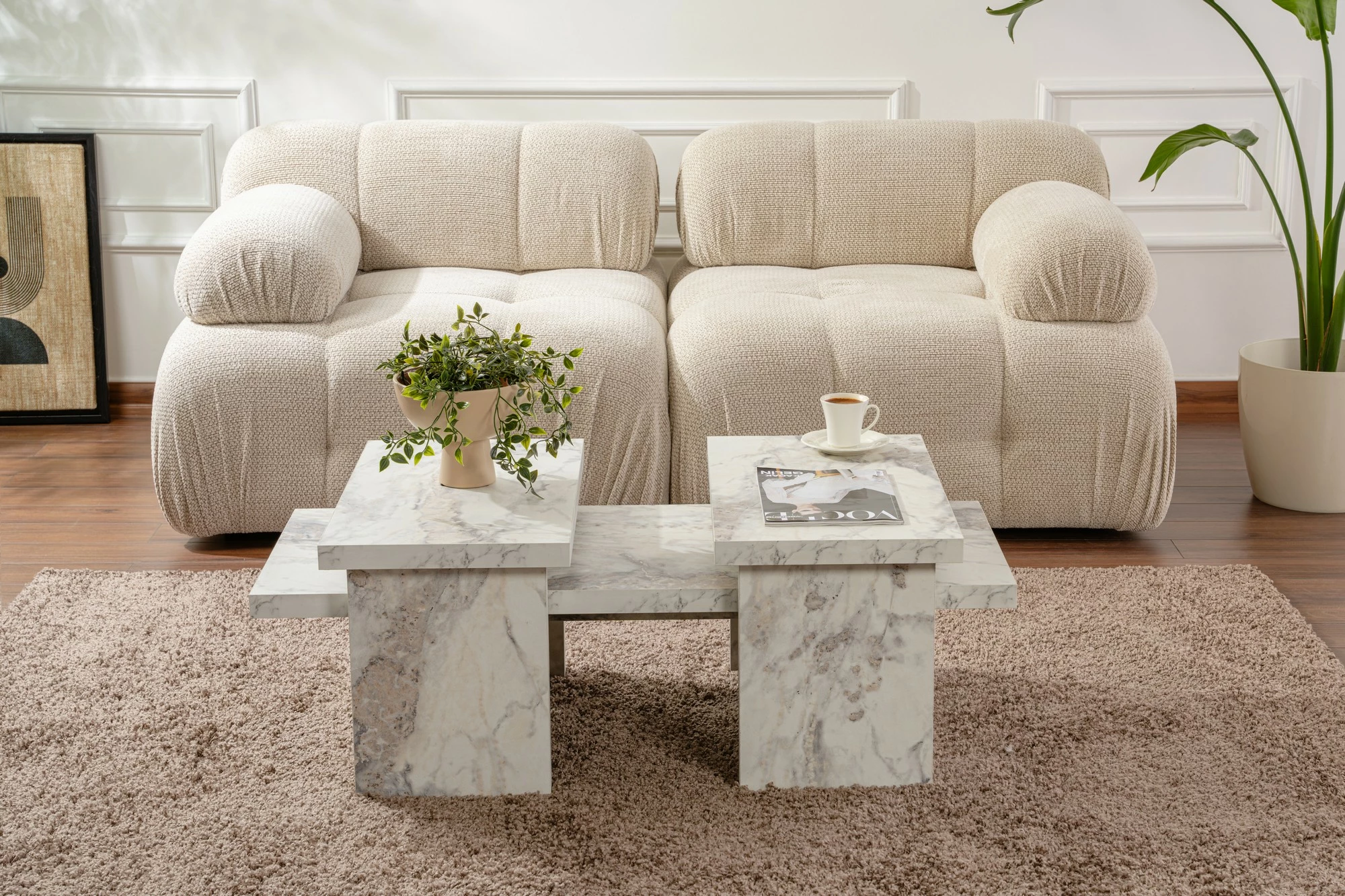Set tavolinash kafeje Nordure, ngjyrë Freesia Marble