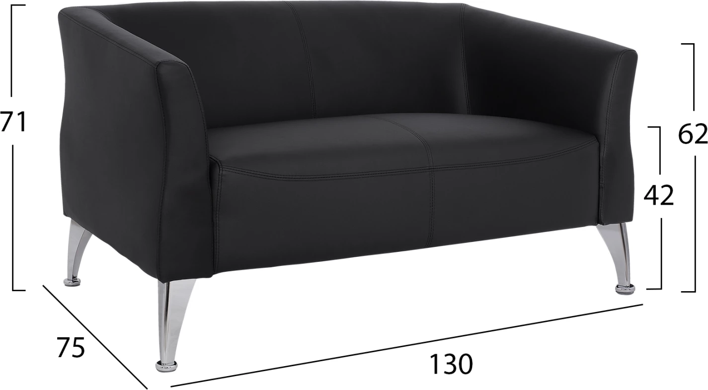 Divan 2 vendesh Kiana FH3122.21, ngjyrë e zezë, 130x75x71 cm
