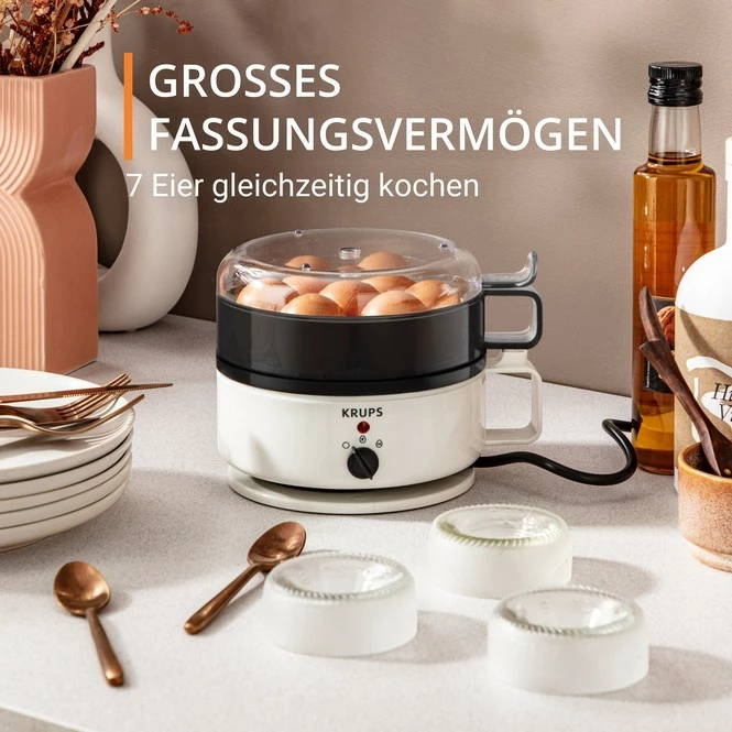 Zierës vezësh Krups EG 230115, 7 vezë, plastikë, i bardhë