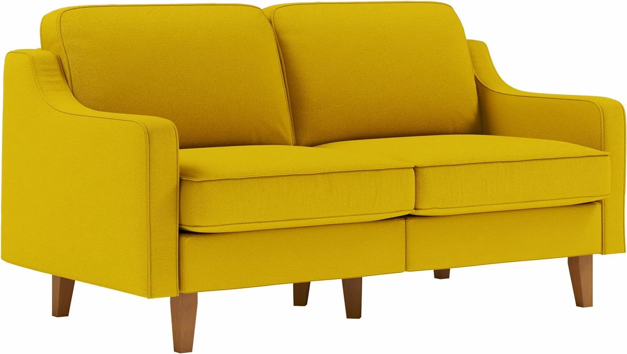 Divan dy vendësh, ngjyrë sunflower, këmbë druri walnut, Robin 2