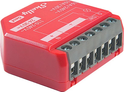 Relé inteligjent Shelly 1PM Gen4, 16A, WiFi, Zigbee, Bluetooth, matës energjie, kuqe
