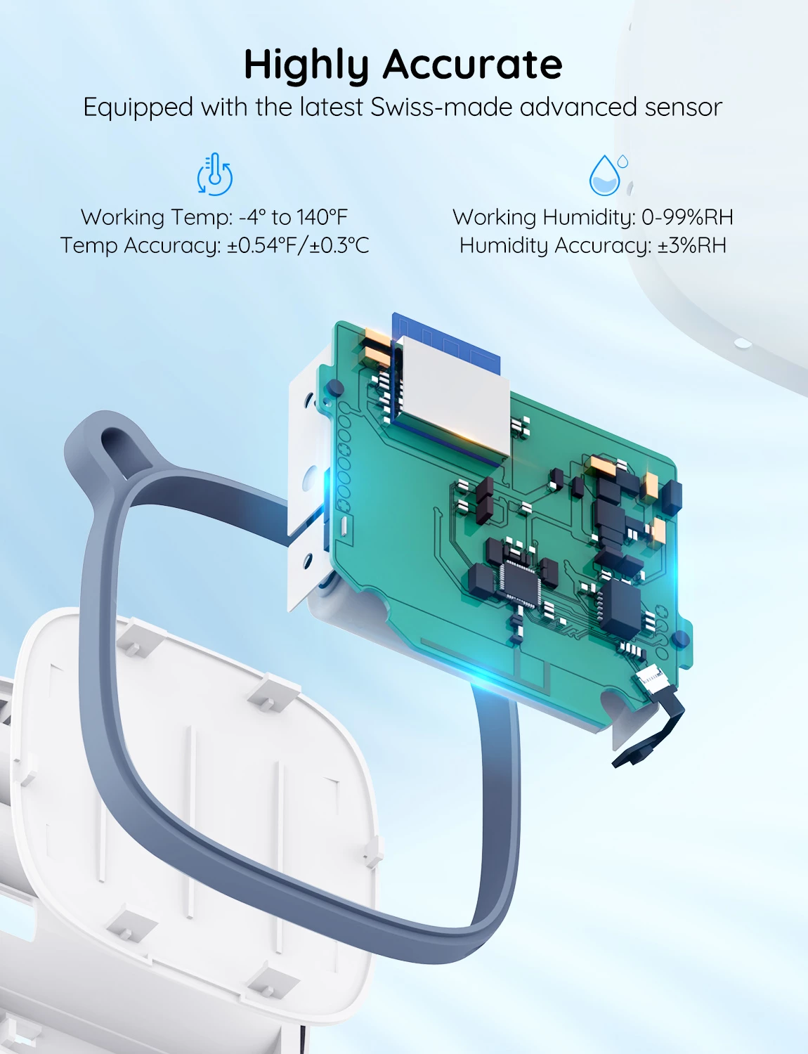Termo-higrometër Wi‑Fi Govee H5179, Bluetooth, njoftime në aplikacion, i bardhë