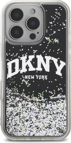 Mbështjellës DKNY Liquid Glitter Arch Logo për iPhone 16 Pro Max 6.9", i zi