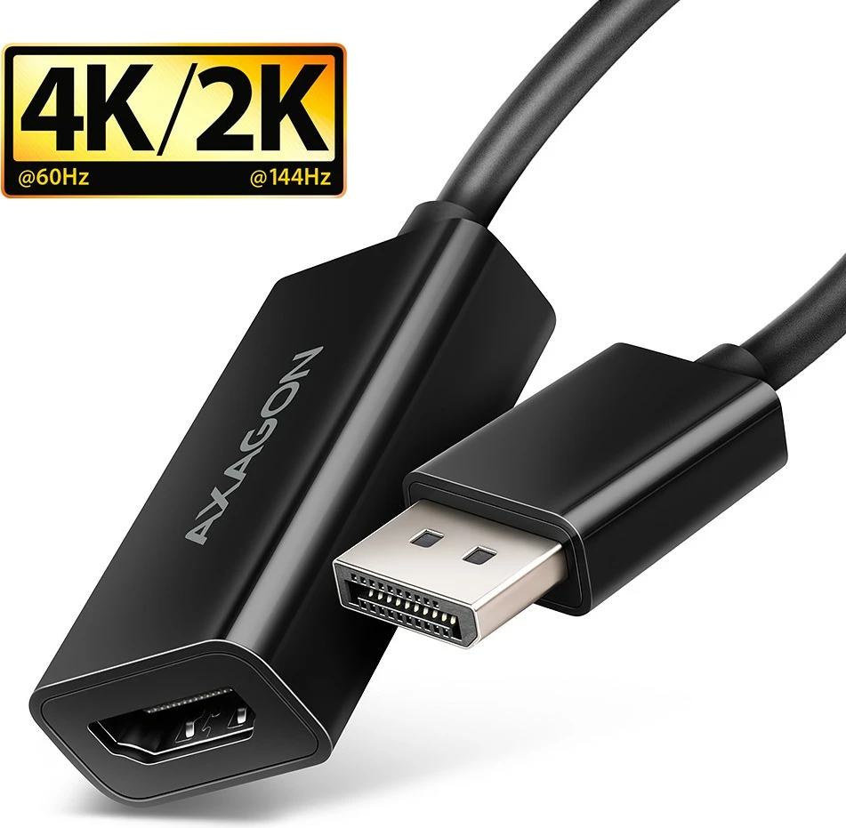 Adapter AXAGON RVD-HI20N DisplayPort në HDMI, 4K/60Hz, 15cm, i zi