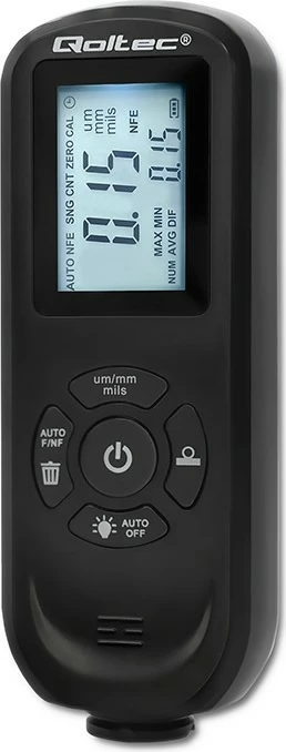 Matës trashësie boje Qoltec 50646, LCD i ndriçuar, 0-2000μm, i zi