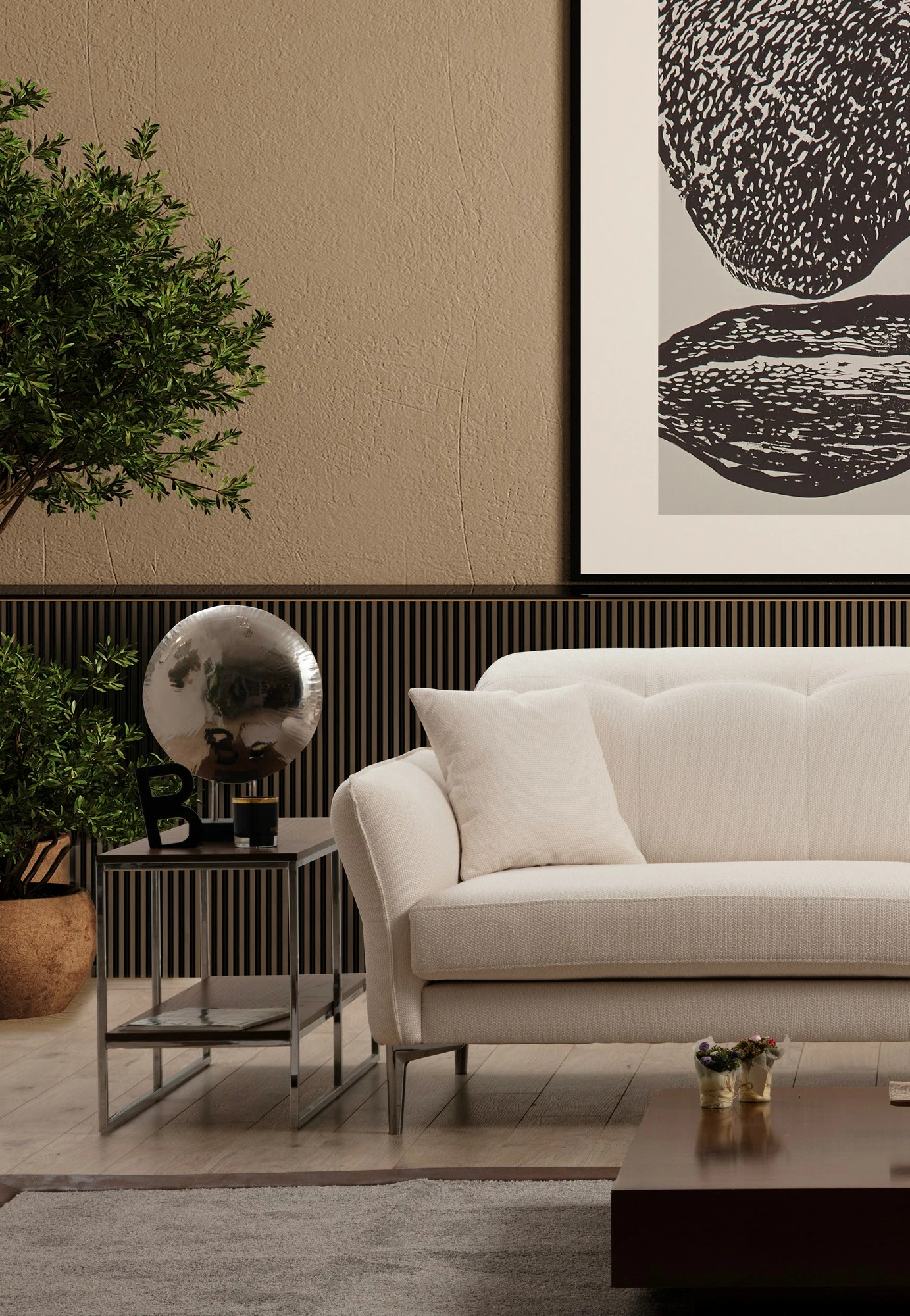 Divan treshe Atelier del Sofa, i bardhë, Costor