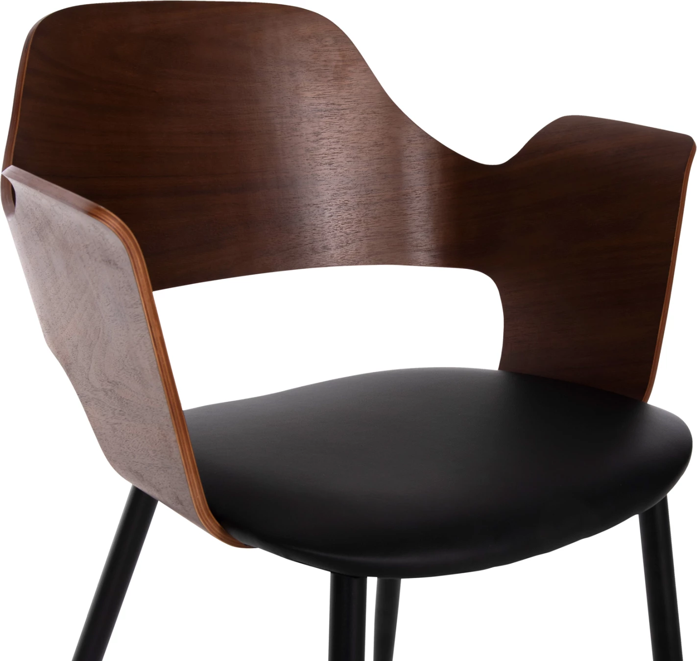 Karrige ngrënieje VELP FH9616.03 dru ngjyrë arre-PU e zezë-këmbë metali të zeza 55,5x50x79H cm., set prej 2 copë