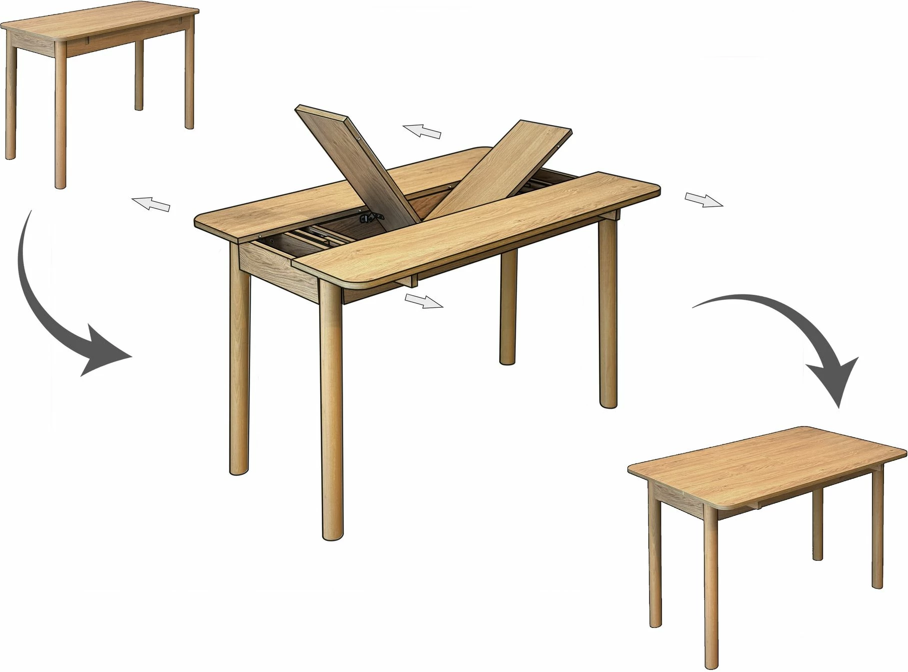 Tavolinë me karrige, zgjatshme, 4 pjesë, ngjyrë lis dhe kaltër e errët, Vina Mini 01 1048