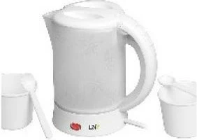 Çajnik udhëtimi Lafe CEG-0010.1, 0.6L, i bardhë, set me 2 filxhanë