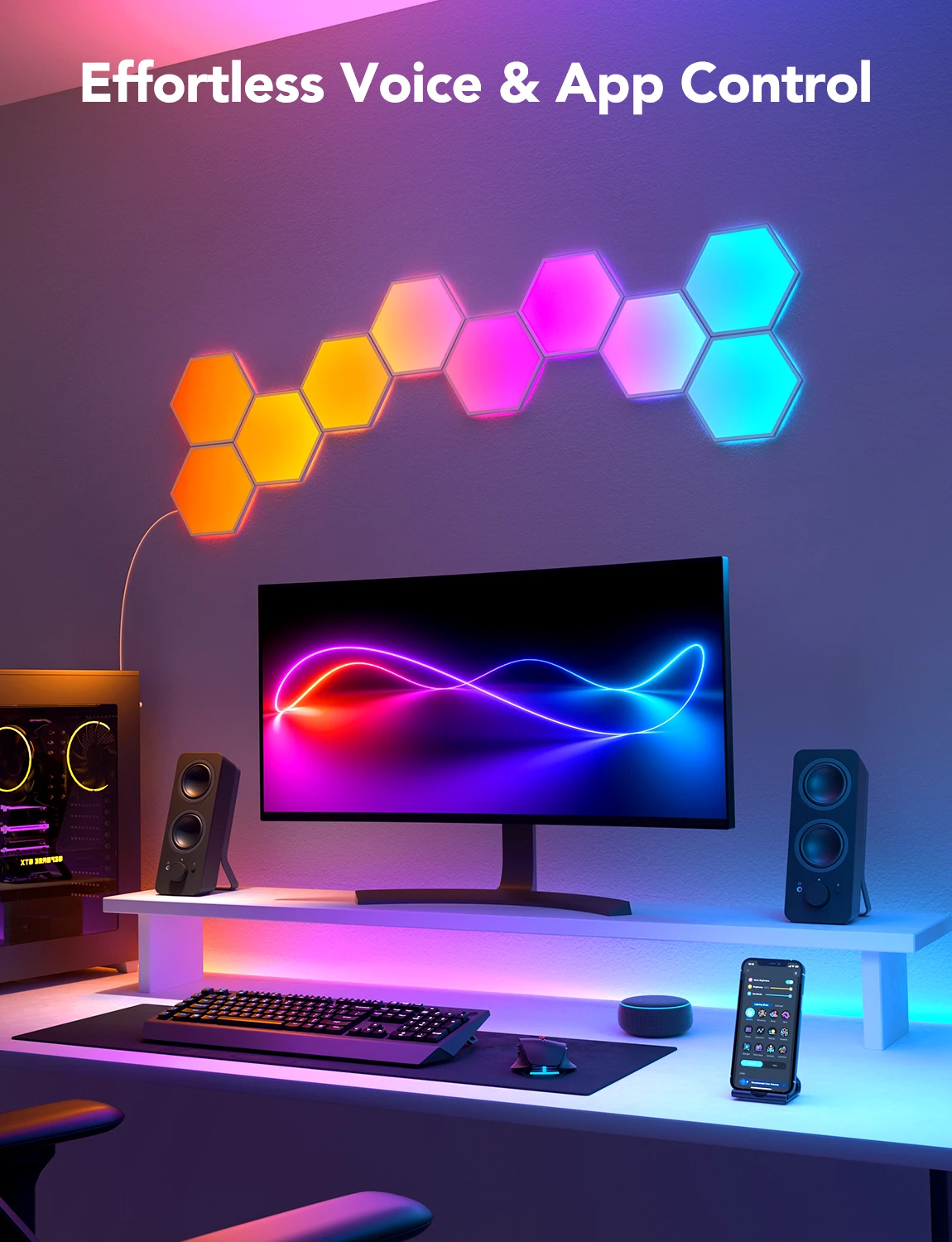 Panelë LED smart Govee Glide Hexa (Hexagon) Expansion Kit, RGBIC, 2 copë
