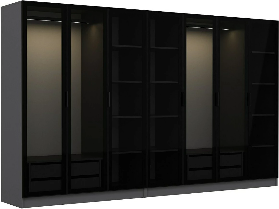 Dollap garderobe Skye Decor, anthracite e zi, 315x190x52cm, 10 pjesë