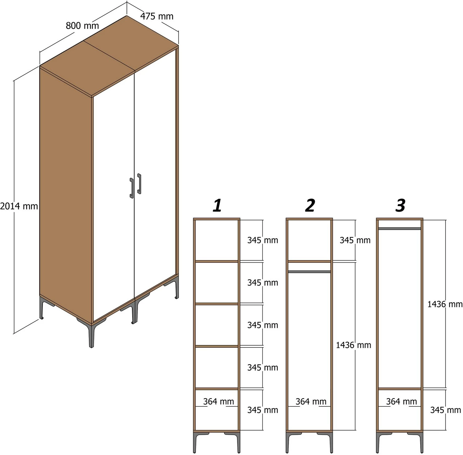 Dollap për dhomë gjumi, ngjyrë e bardhë, Skye Decor, Kumsal SS