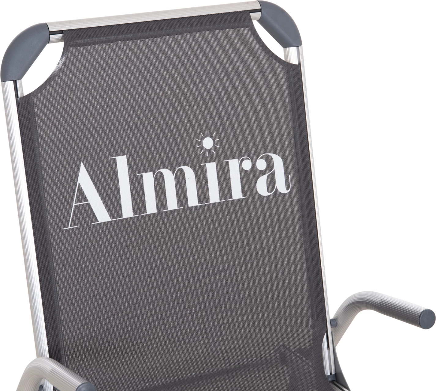 Karrige plazhi e ngritur, alumin i fortë, Almira FH6431.10, tekstilene gri, 53x68x80cm