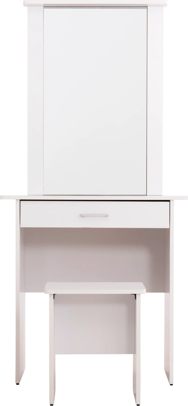 Set tavoline tualeti me pasqyrë dhe karrige CRYSTEL FH9938.01 melaminë e bardhë 74x39x155H cm.